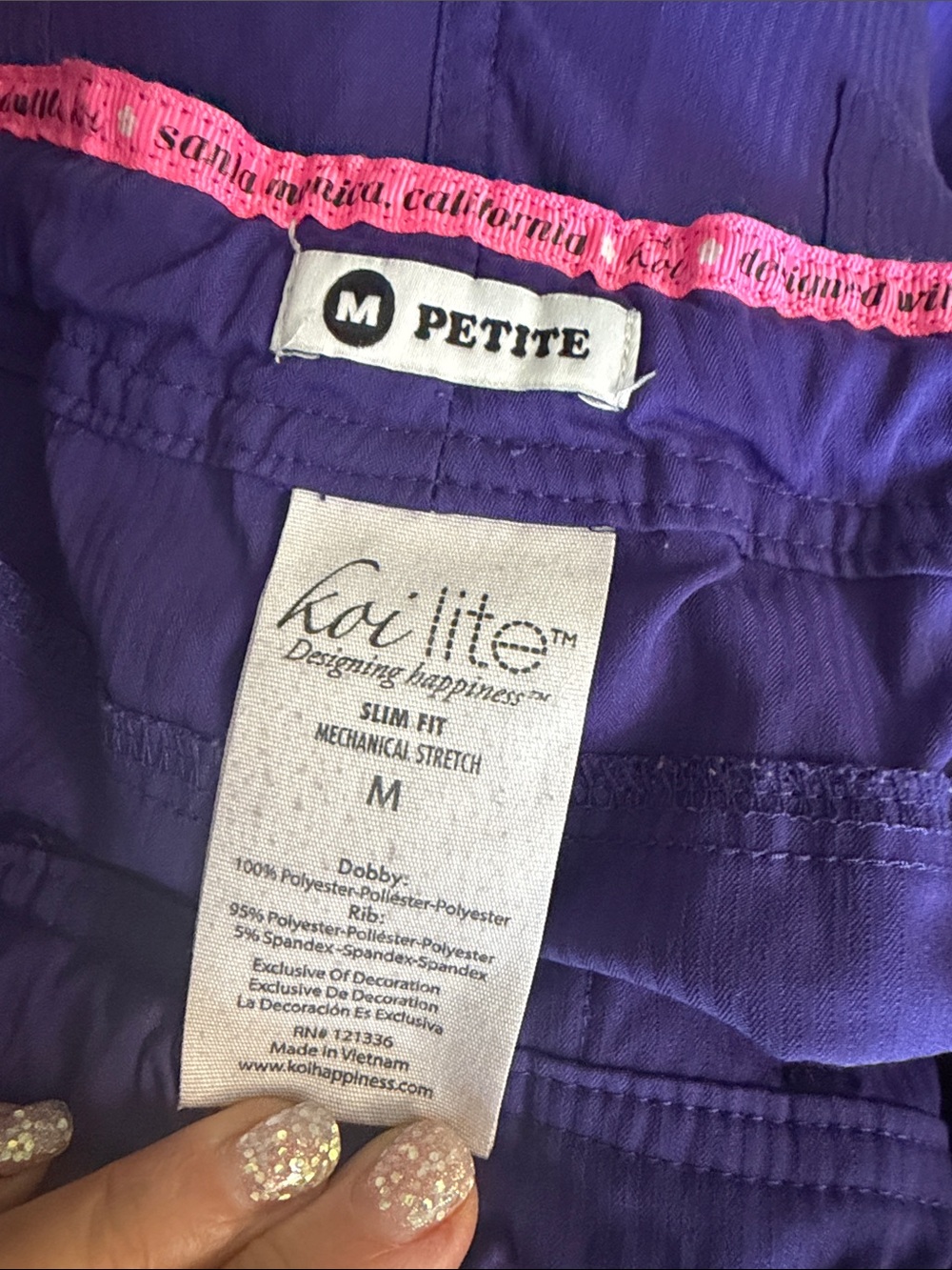 Koi lite size medium petite pants